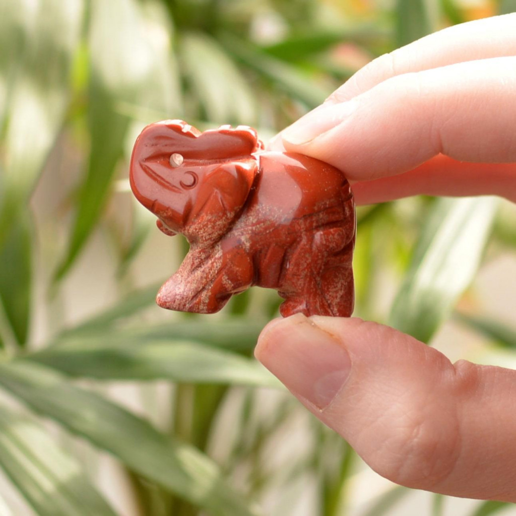Kırmızı Jasper Taşı Fil Figürü - 4 cm Küçük Boy