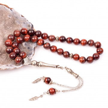 Kırmızı Kaplan Gözü Taşı Tesbih - 8 mm - 2