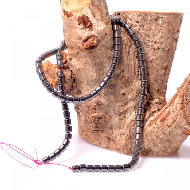 Kısa Silindir Hematit Taşı Dizi - 3,5*4 mm - 1