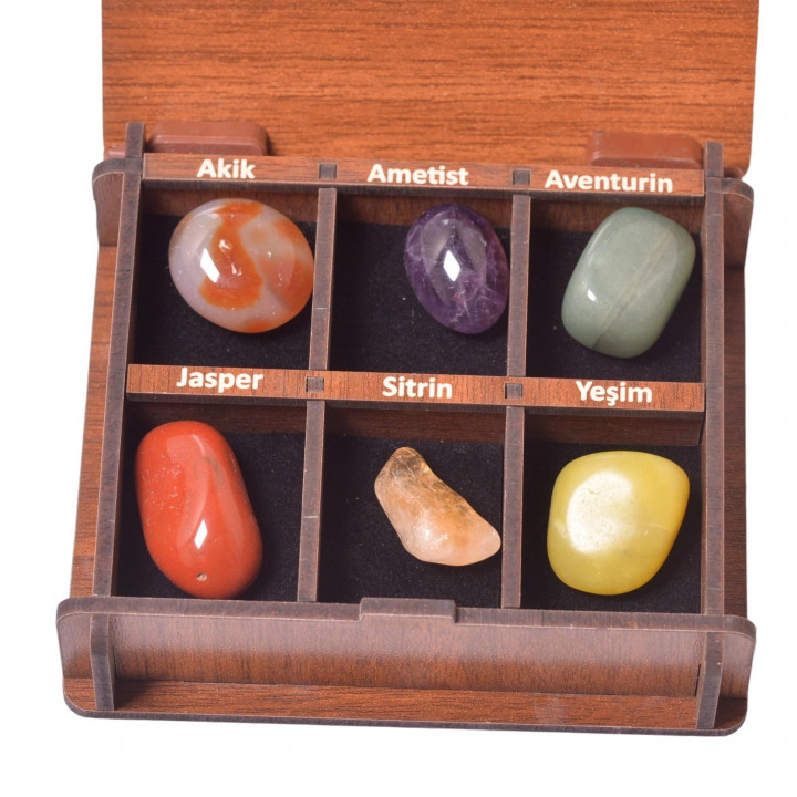 Koç Burcu Taş Seti - Ahşap Kutulu