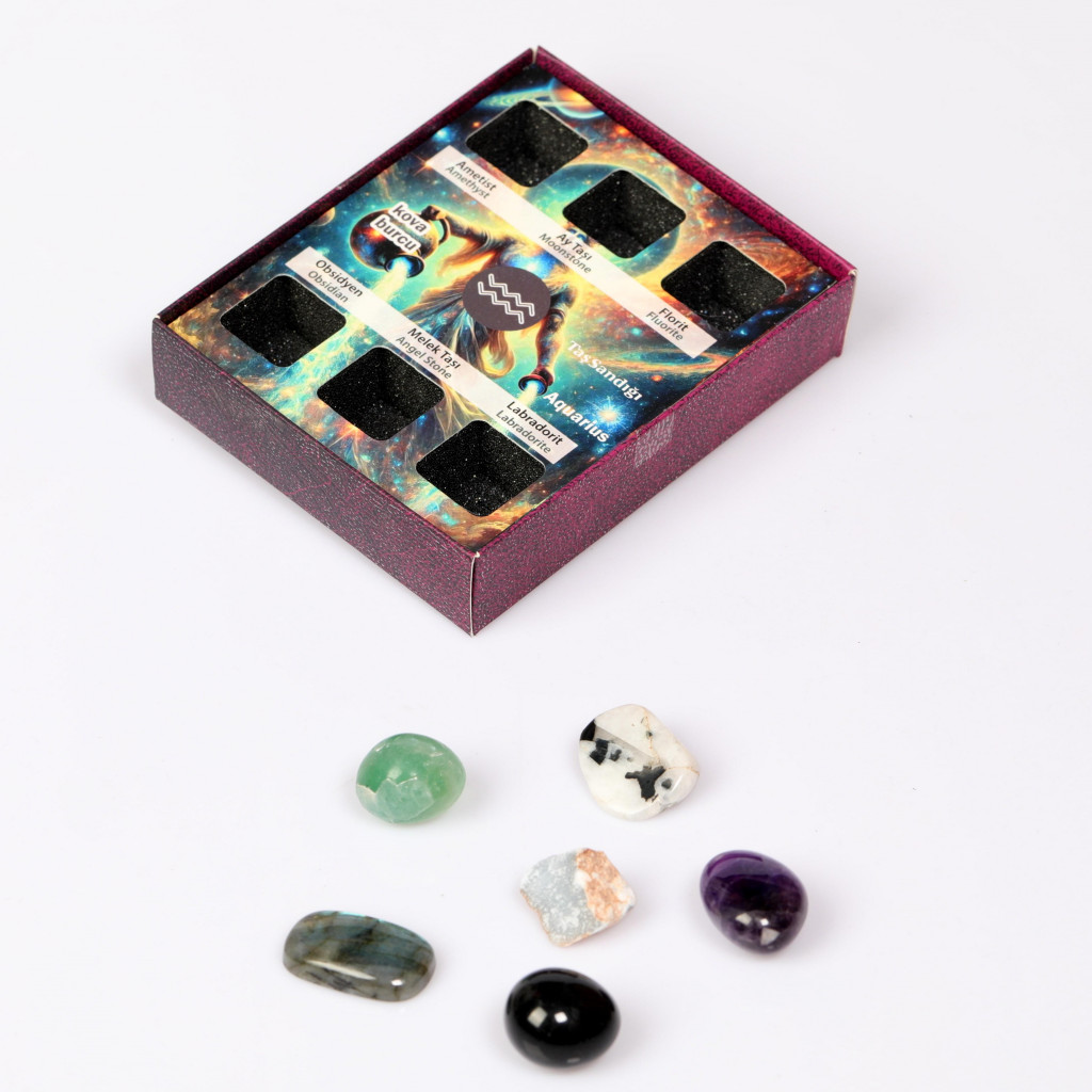 Kova Burcu Doğal Taş Seti – Karton Kutulu