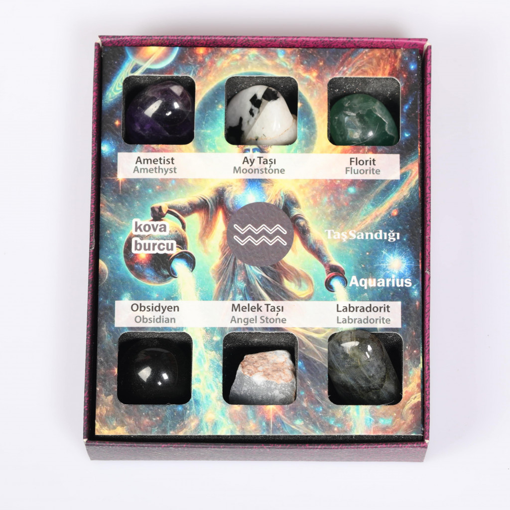 Kova Burcu Doğal Taş Seti – Karton Kutulu