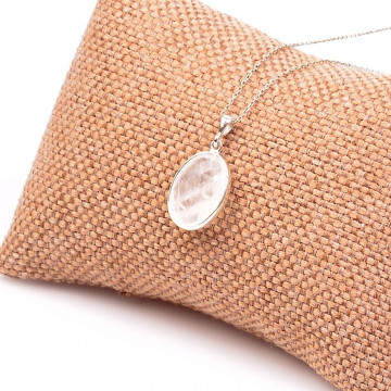 Kristal Kuvars Taşı Gümüş Kolye - 2