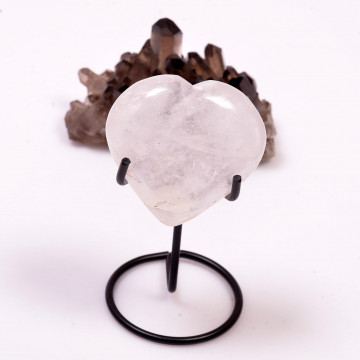 Kristal Kuvars Taşı Kalp Kütle - Metal Standlı - 2
