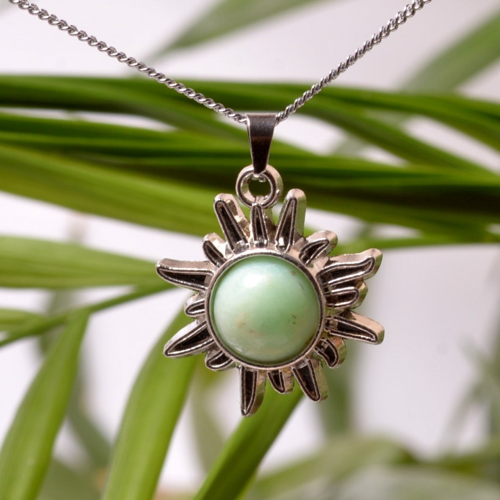Krizopras Taşı Güneş Kolye