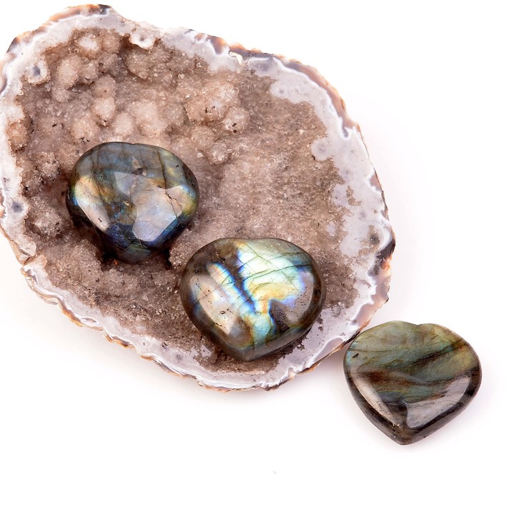 Küçük Boy Labradorit Taşı Kalp Kütle