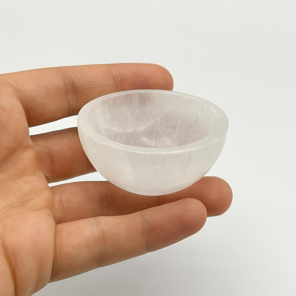 Küçük Boy Selenit Taşı Kase - 6 cm Çanak - Temizleyici Taş