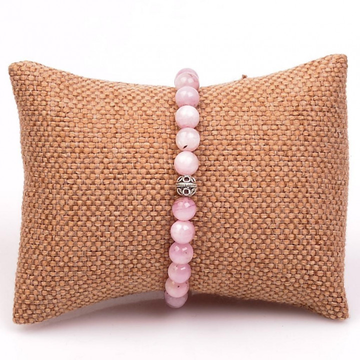 Kunzit Taşı Bileklik ( 8 mm ) - Gümüş Aparat -