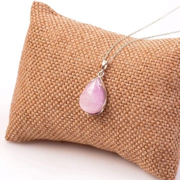 Kunzit Taşı Gümüş Kolye - 2