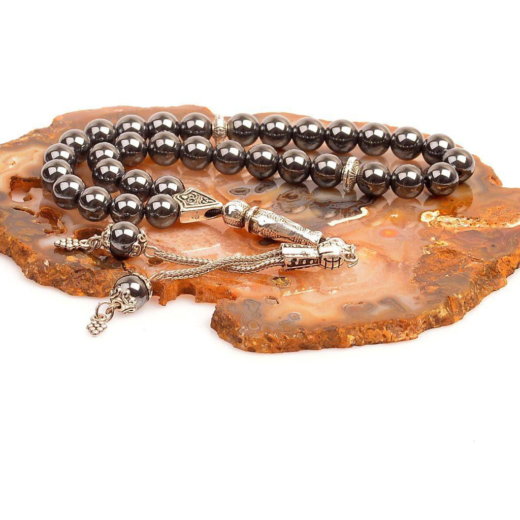 Küre Kesim Hematit Taşı Tesbih ( 8 mm )