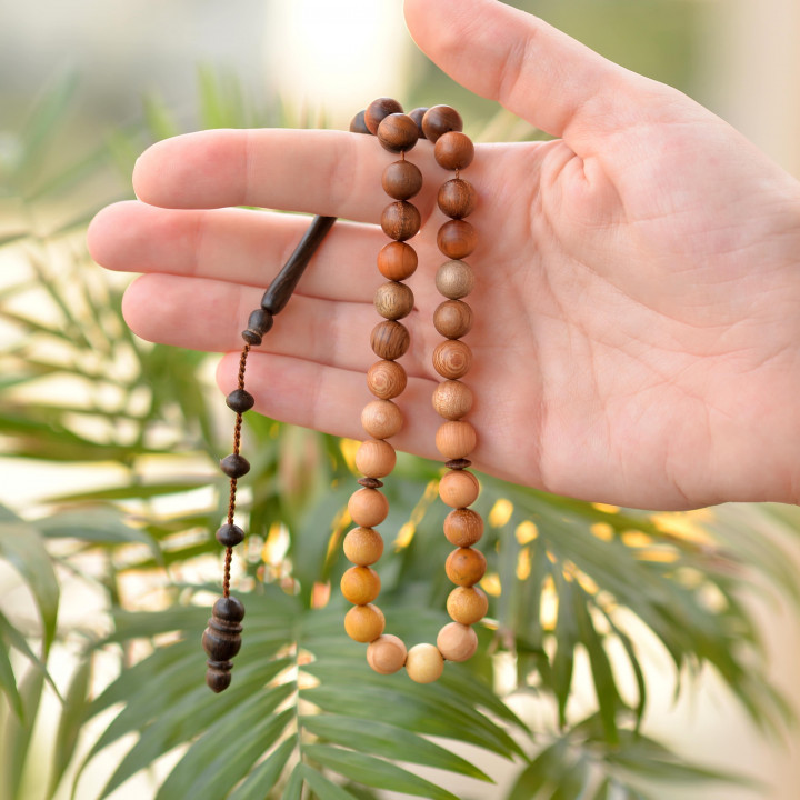 Küre Kesim Karma Ağaç Tesbih - 10 mm - 2