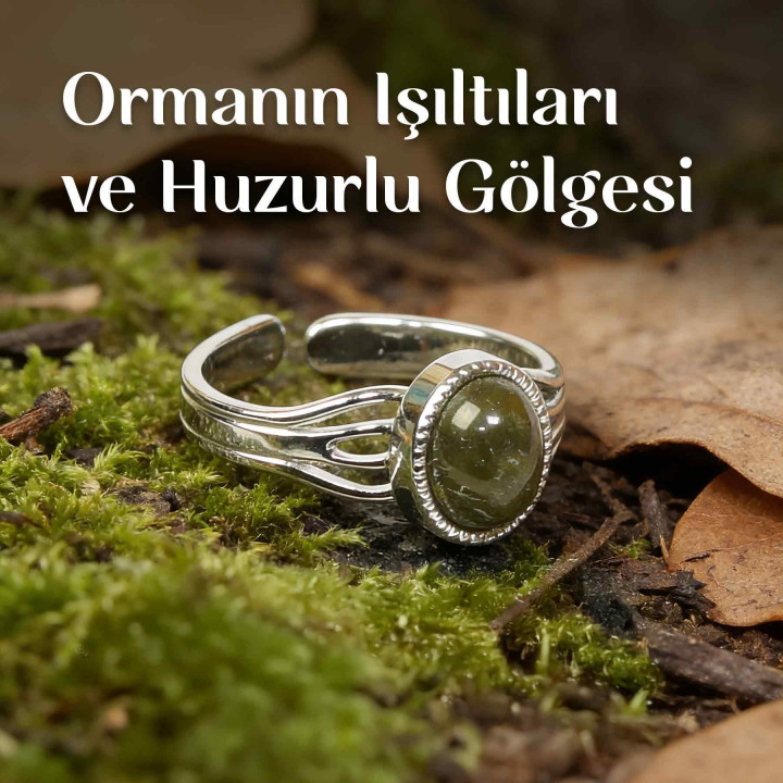 Koyu Renk Labradorit Taşı Çelik Yüzük - Kararmaz - 1