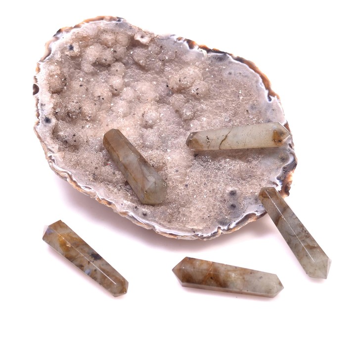 Labradorit Taşı Çift Uçlu Kazık Kütle - Küçük Boy