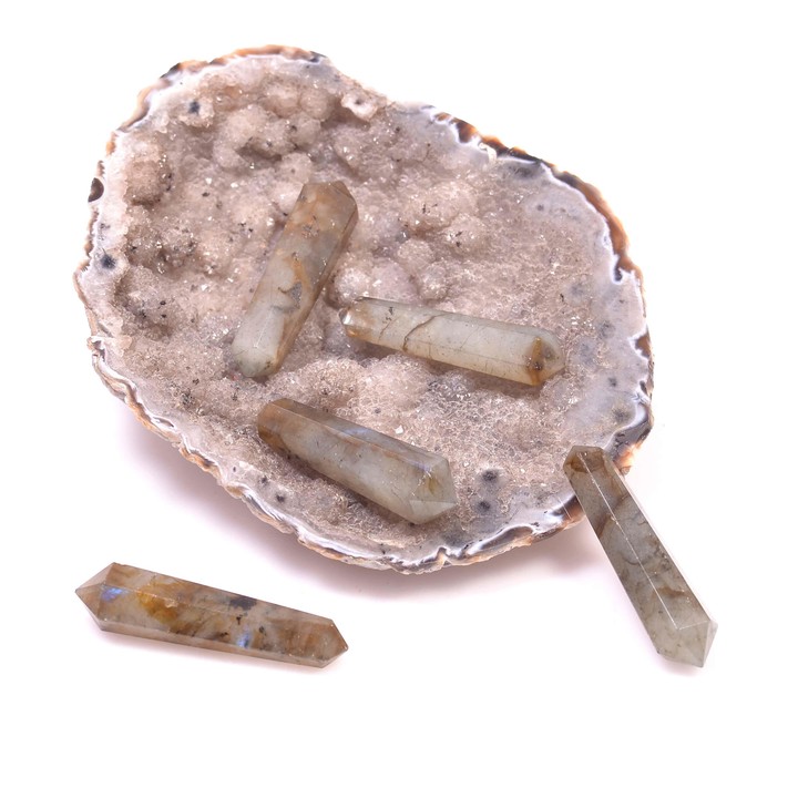 Labradorit Taşı Çift Uçlu Kazık Kütle - Küçük Boy