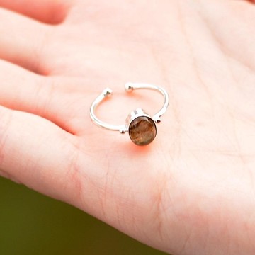 Labradorit Taşı Gümüş Yüzük - Ayarlamalı - 2