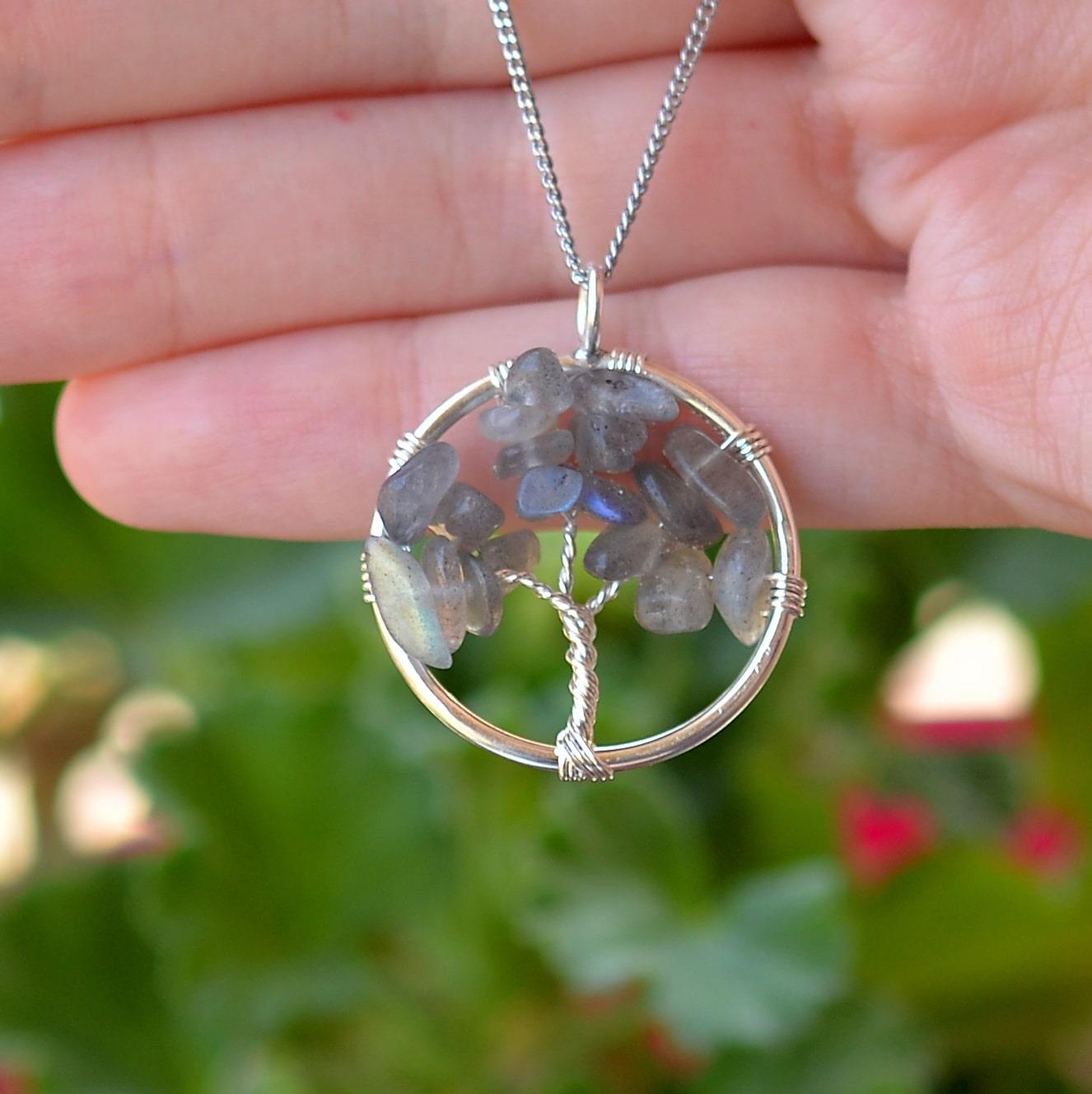 Labradorit Stone Hayat Tree Necklace
