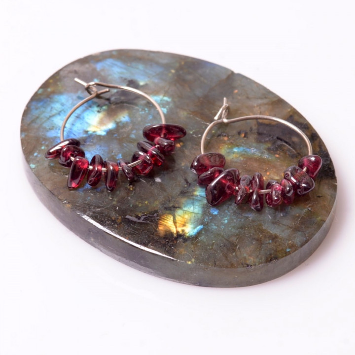 Lal Taşı Halka Küpe - 1