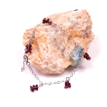 Lal Taşı Bileklik - Kararmz Zincirli ( Garnet Taşı ) - 2