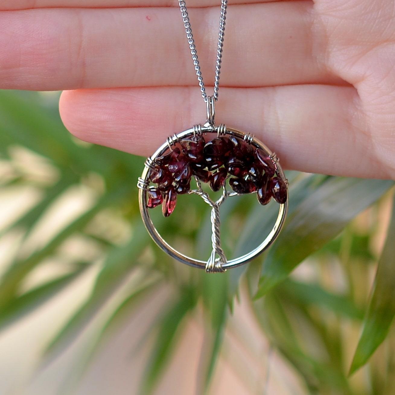 Lal Stone Hayat Tree Necklace Garnet Stone
