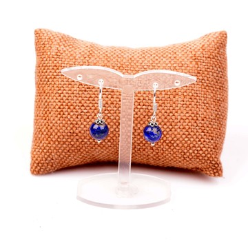 Lapis Lazuli Taşı Gümüş Küpe - 2