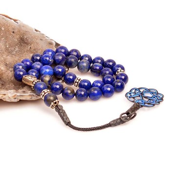 Lapis Lazuli Taşı Gümüş Tesbih - 8 mm Kazaz Püsküllü - 2