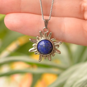 Lapis Lazuli Taşı Güneş Kolye - 2