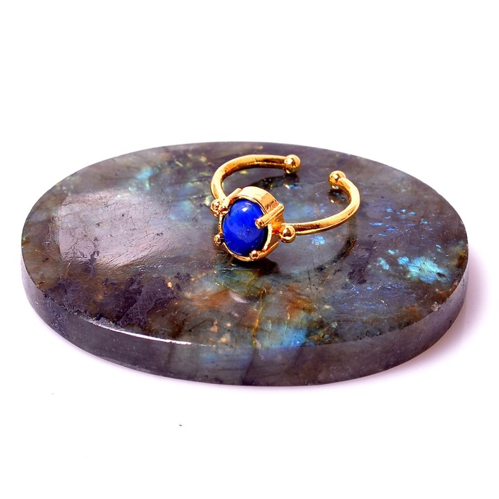 Lapis Lazuli Taşı Yüzük - Altın renkli - 1