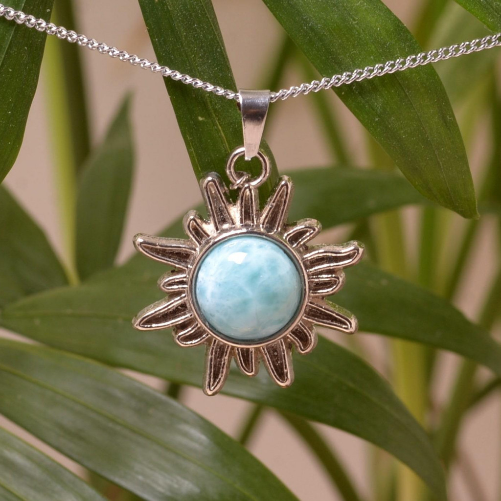 Larimar Taşı Güneş Kolye