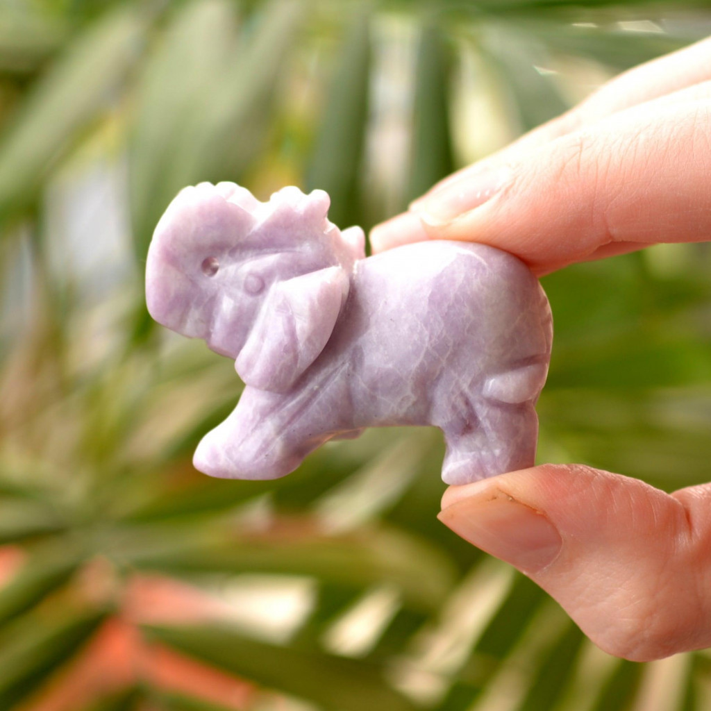 Lila Yeşim Taşı Fil Figürü - 5 cm