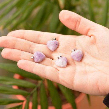 Lila Yeşim Taşı Kalp Kolye - Küçük Boy - 2