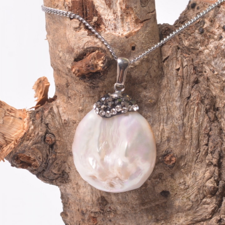 İnci Kolye - Parlak Taşlı Barok İnci - 1