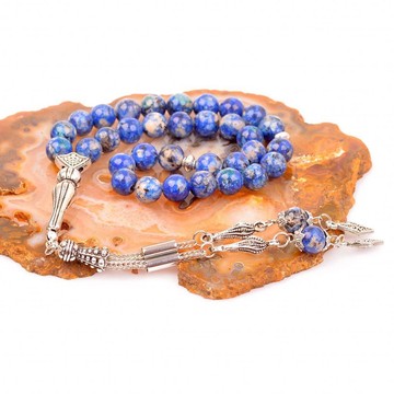 Mavi Alacalı Jade Taşı Tesbih (8 mm) - 2