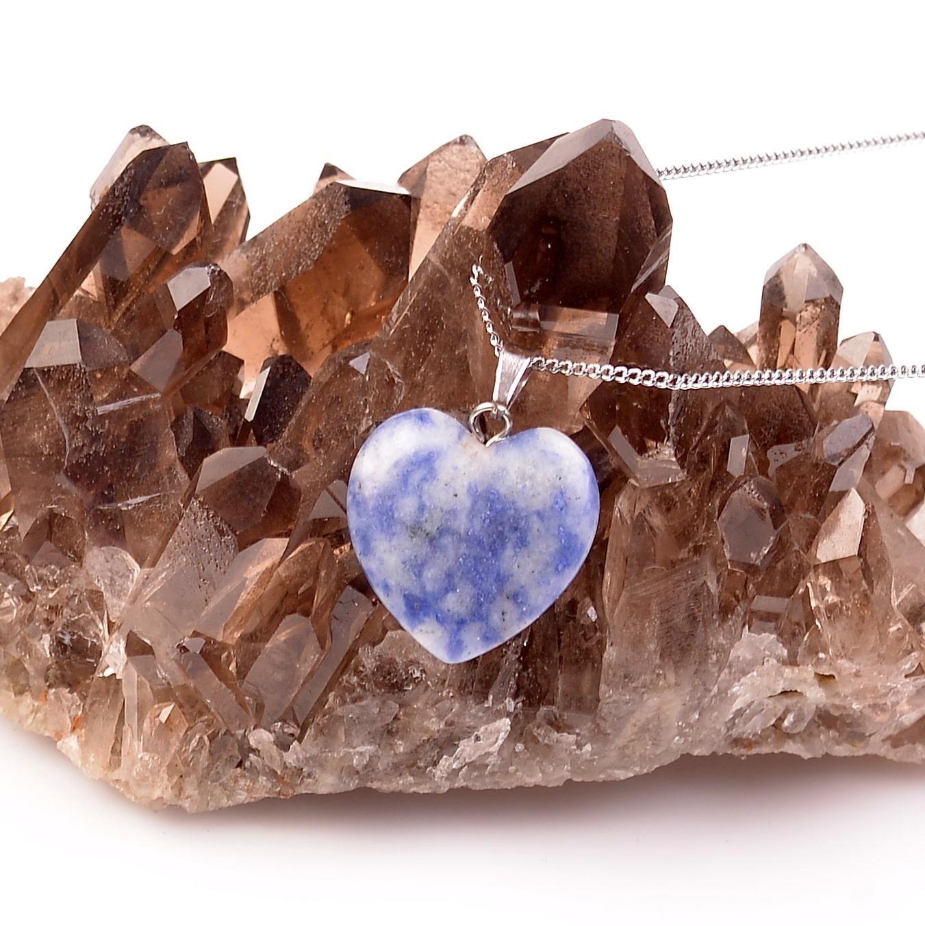 Blue Aventurin Stone Heart Necklace Small