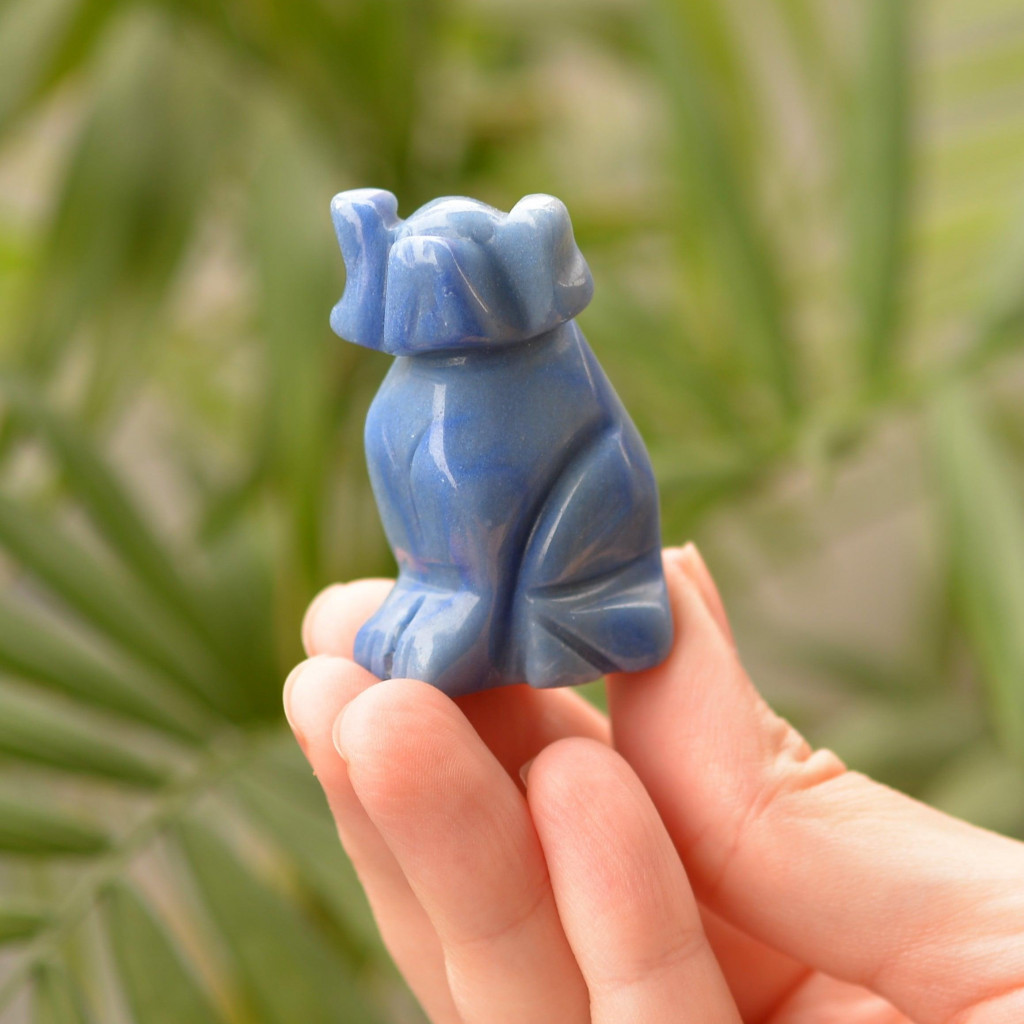 Mavi Aventurin Taşı Köpek Şeklinde Obje