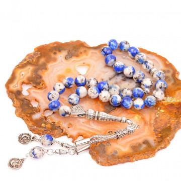 Mavi Beyaz Jade Taşı Tesbih (8 mm) - 2