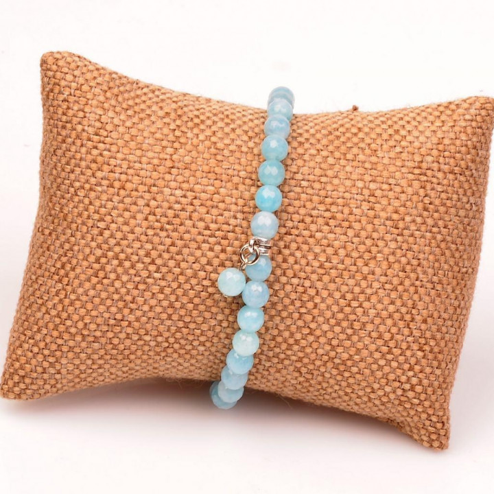 Mavi Kuvars Taşı Bileklik ( 6 mm ) - Faset Kesim - 2