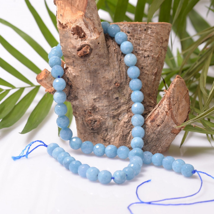 Mavi Kuvars Taşı Dizi - 8 mm Faset Kesim