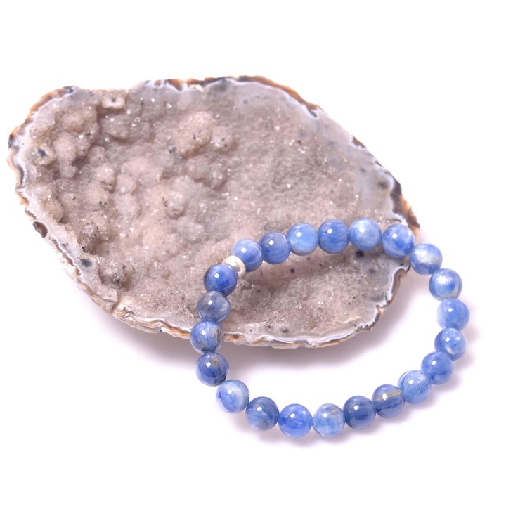 Mavi Kyanit Taşı Bileklik - 8 mm Gümüş Aparat