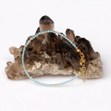 Mavi Topaz Taşı Çelik Bileklik 2mm - Altın Renkli - İnce bileklik - 2