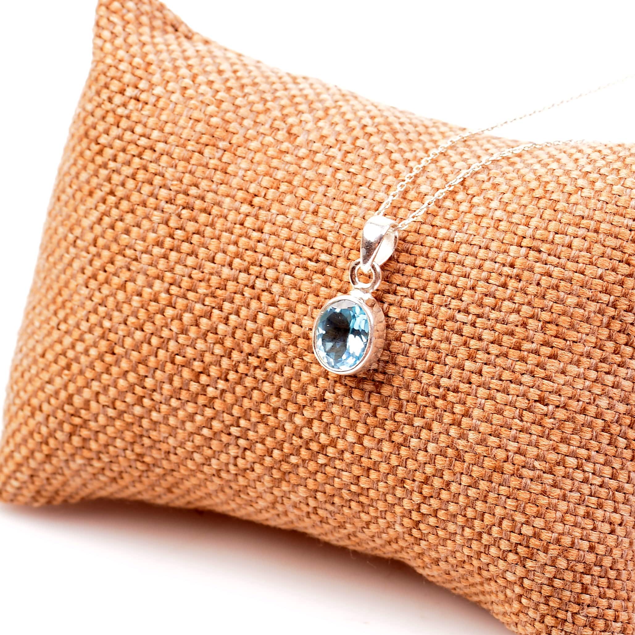 Blue Topaz Stone Silver Necklace