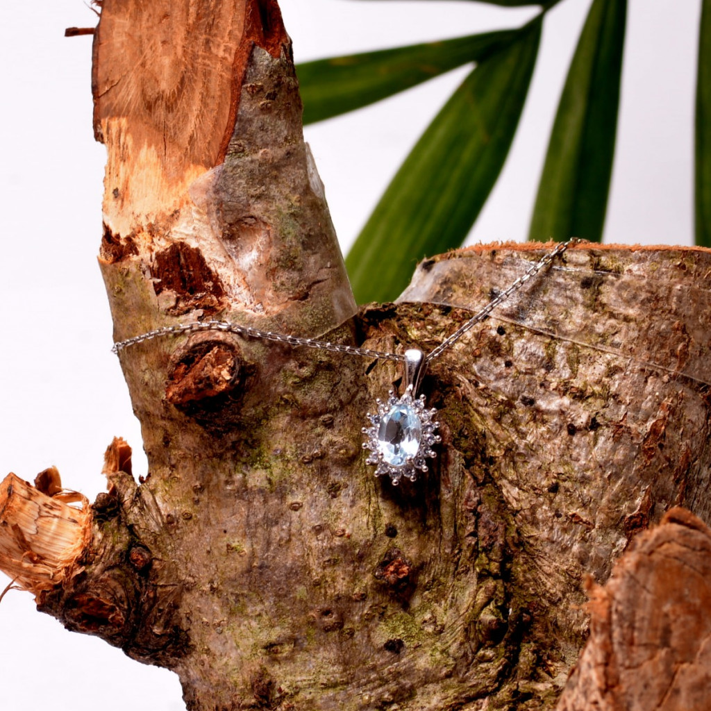 Mavi Topaz Taşı Gümüş Kolye - Anturaj Model