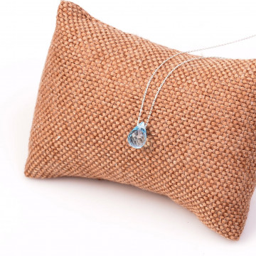 Mavi Topaz Taşı Gümüş Kolye - Damla Şeklinde - 2
