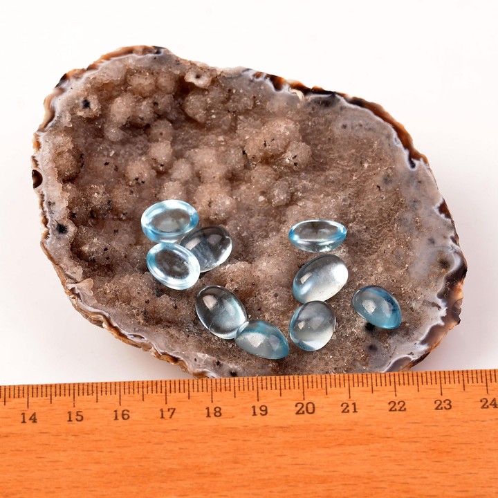 Mavi Topaz Taşı Kabaşon - 10*13 mm - 2