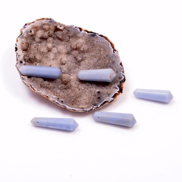 Melek Taşı Çift Uçlu Kazık - Delikli   ( Angelit Taşı ) - 2