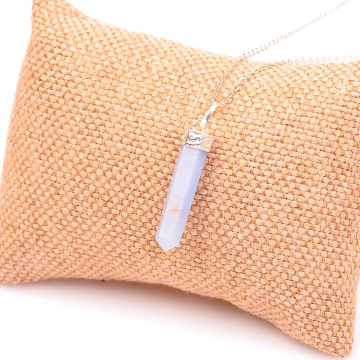 Melek Taşı Kazık Kolye / Angelit Taşı