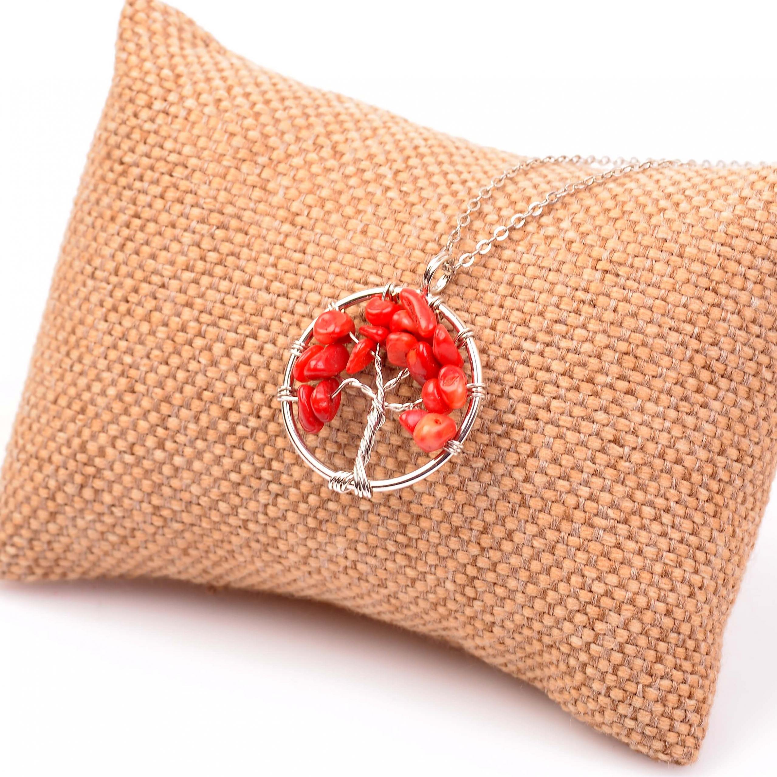 Coral Stone Hayat Tree Necklace