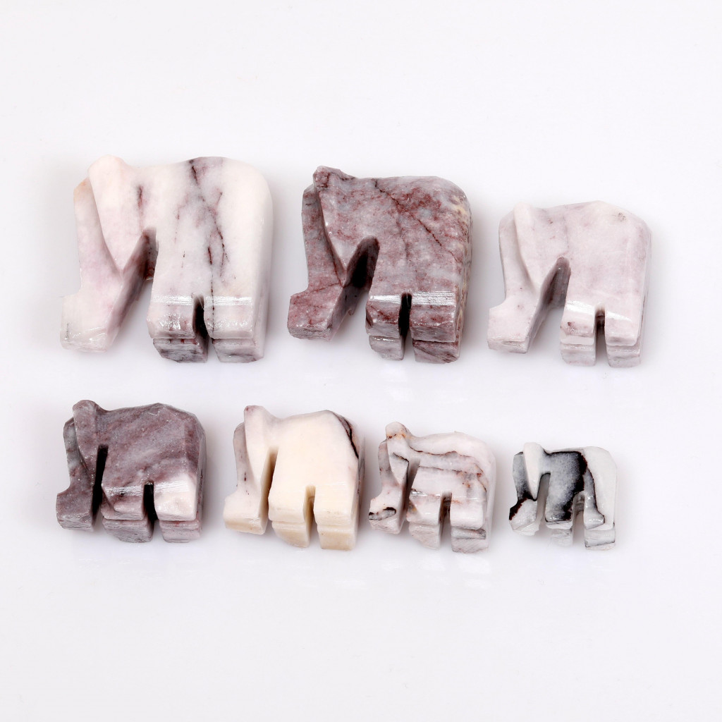 Milas Leylak 7'li Mermer  Fil Seti - Dekoratif Fil Seti