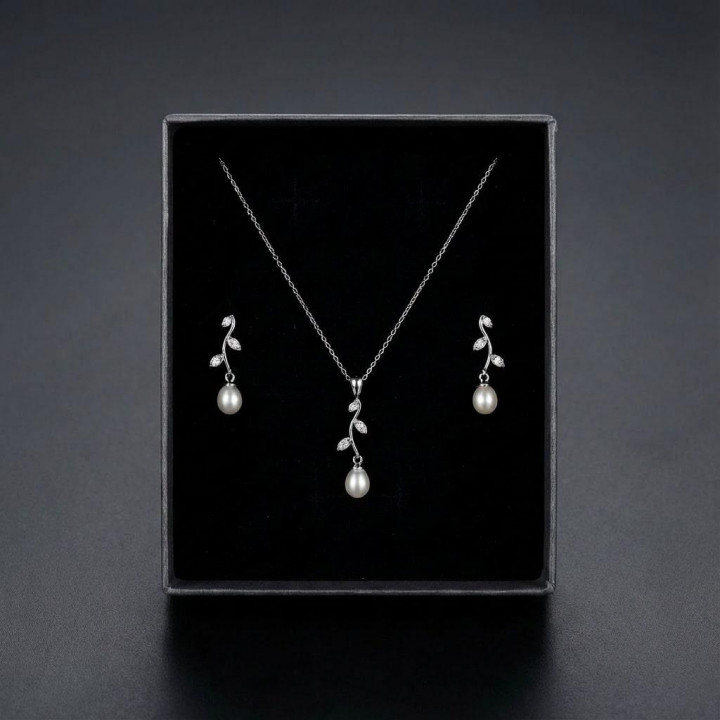 Müge Model Gümüş İnci Set - Gerçek İnci - 1