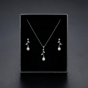 Müge Model Gümüş İnci Set - Gerçek İnci
