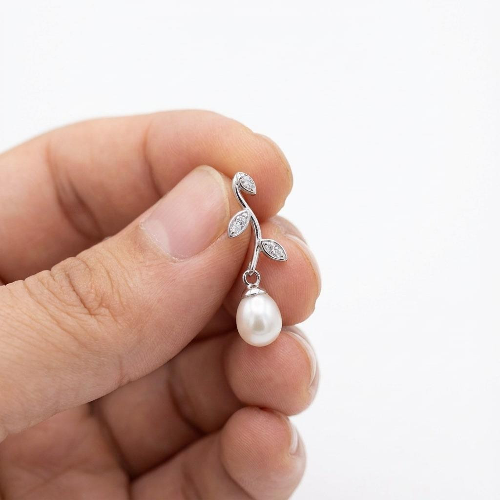 Müge Model Gümüş İnci Set - Gerçek İnci